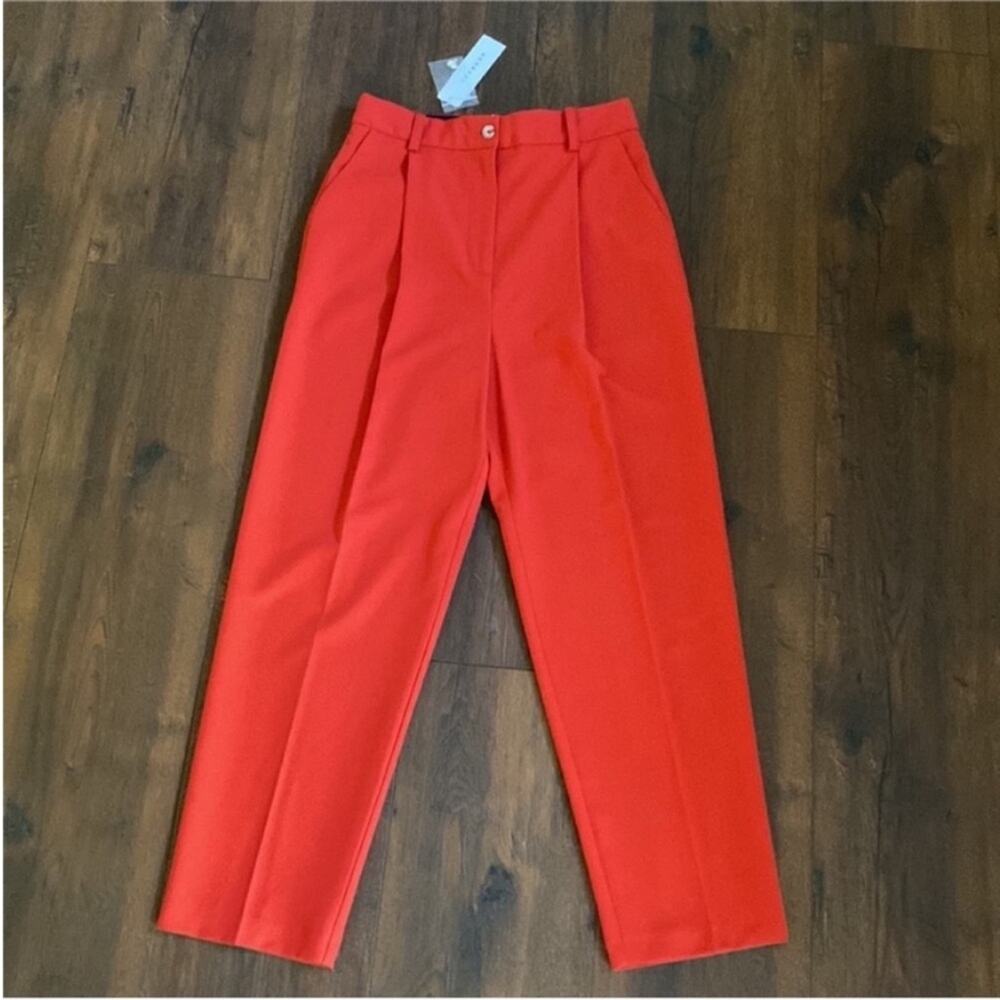 Topshop Trousers Red High Waisted Pants NWT size 6